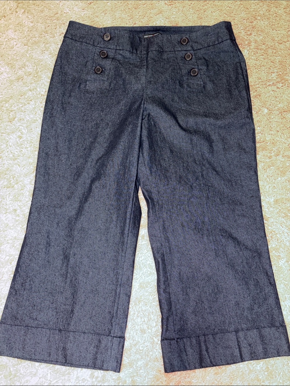 NY & Co. Stretch Nautical Sailor Crop Pant Blue Denim Twill NWOT Size 10